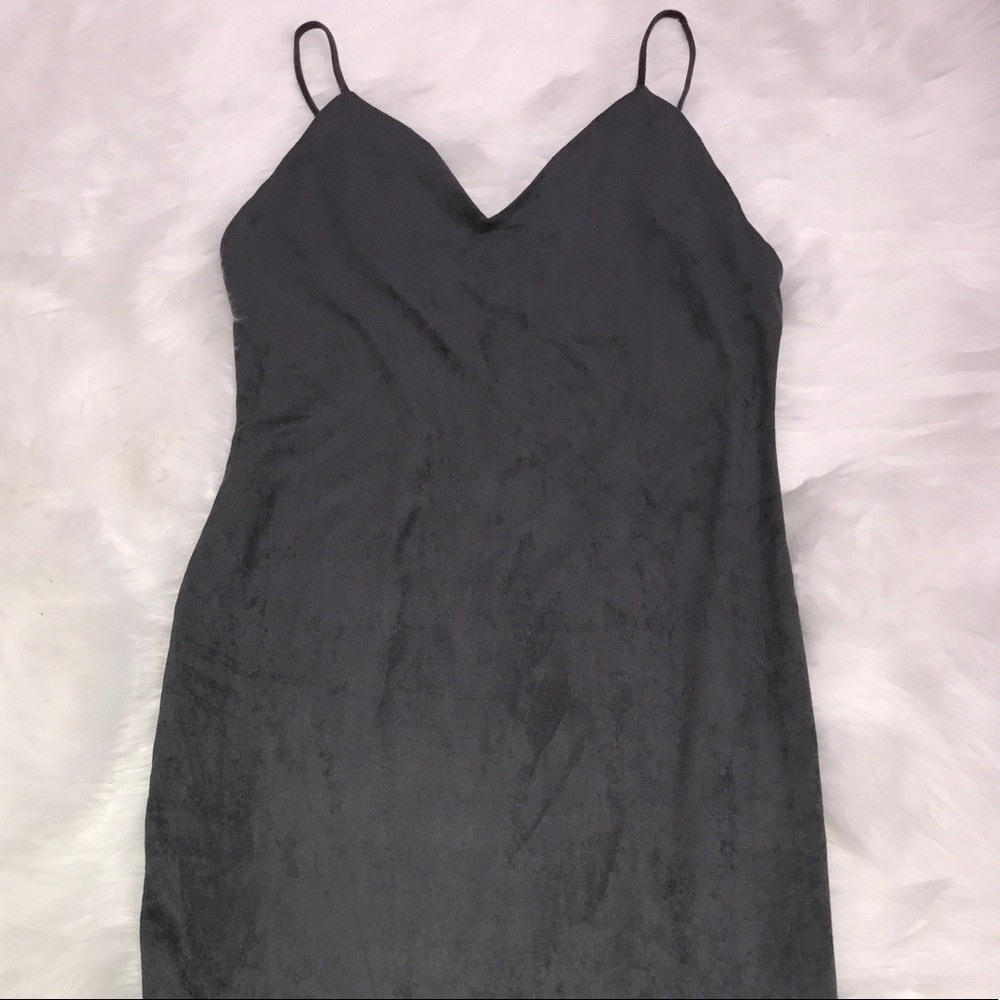 Suede bodycon spaghetti strap dress. - Picture 4 of 7